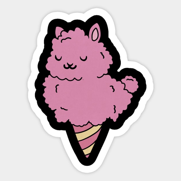 Cute Pink Llama Alpaca Icecream Shape Sticker by logiamerch